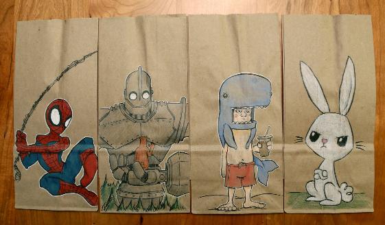 Desde hace 2 años Bryan Dunn dibuja en las bolsas del lunch de su hijo