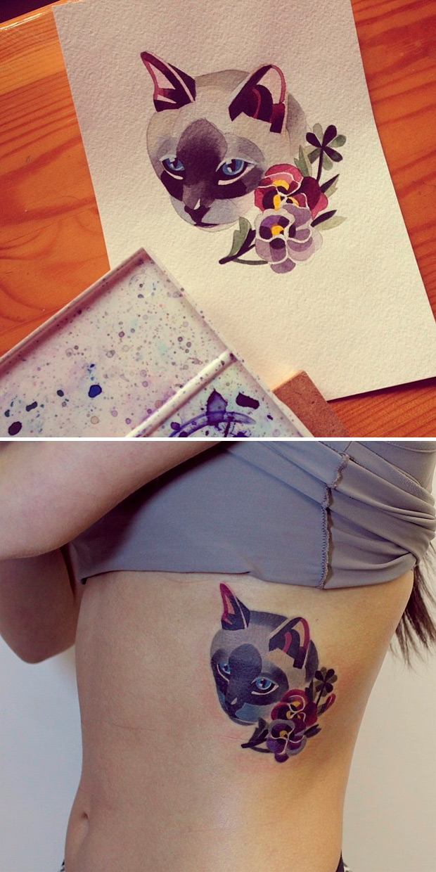 Los coloridos tatuajes geométricos de Sasha Unisex