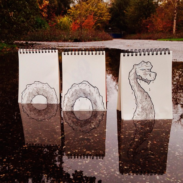 Divertidas ilustraciones de Troqman 'colándose' en fotografías 'Cartoon Bombing'